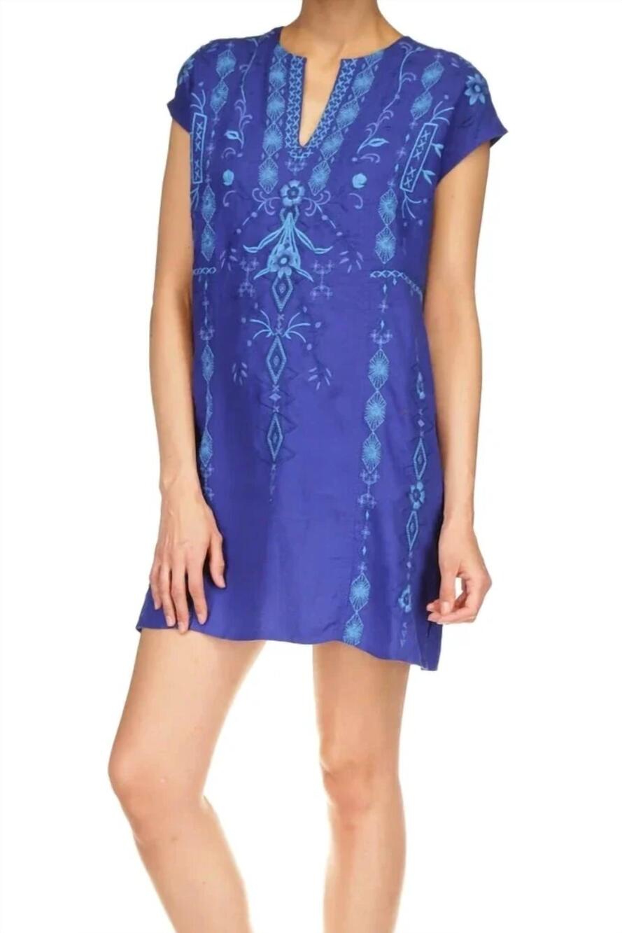 NEW JOHNNY WAS taria paneled v-neck linen dress in midnight blue
